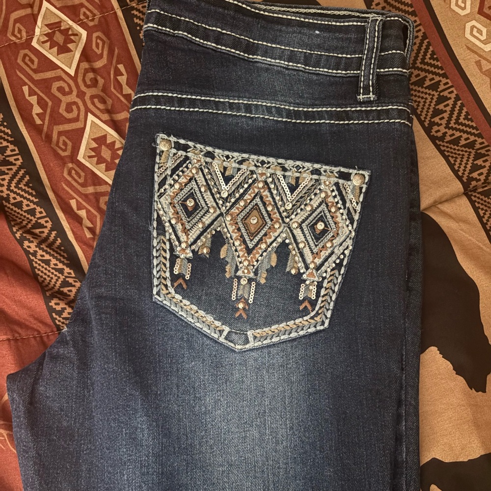 Embroidered Blue Jeans